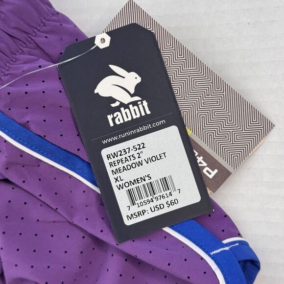 Rabbit Shorts Womens Extra Large Repeats 2 Inch Running Run Meadow Violet NEW XL - Picture 7 of 14